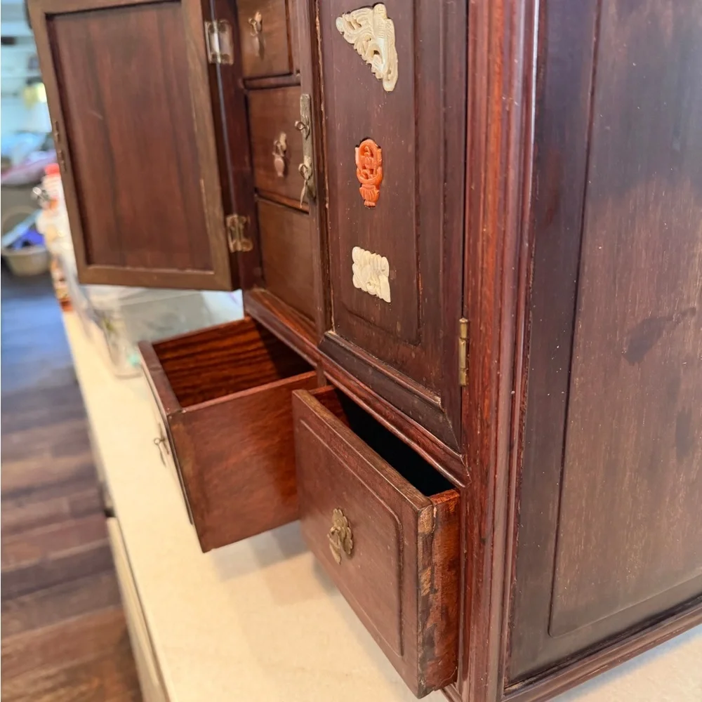 19th century Antique Rosewood Jewelry Armoire Cabinet